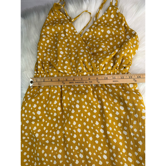 Forever 21 NWT Woven Cutout Long Dress in spotted Mustard Spring Summer - Picture 15 of 15
